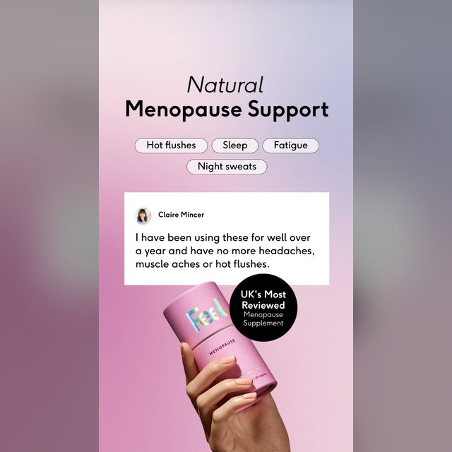 Testimonial ad for a menopause supplement brand
